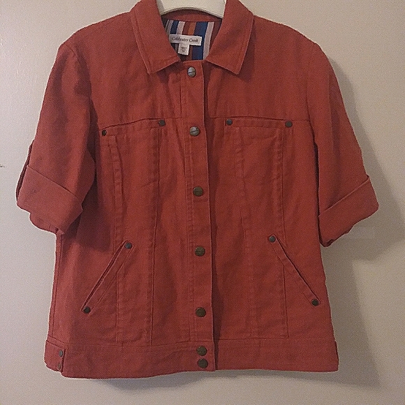 Coldwater Creek Linen Blend Snap Button Jacket Size 10 - Picture 10 of 15